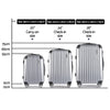 Wanderlite 3pc Luggage Trolley Travel Set Suitcase Carry On TSA Lock Hard Case Lightweight Silver