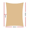 Instahut Shade Sail 4x6m Rectangle 280GSM 98% Sand Shade Cloth