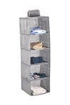 5 Tier Shelf Hanging Closet Organizer and Storage for Clothes (Grey)