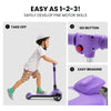 ROVO KIDS 3-Wheel Electric Scooter, Ages 3-8, Adjustable Height, Folding, Lithium Battery, Purple