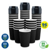 Party Central 96PCE Coffee Cups Matching Lids Disposable Triple Layered 230ml
