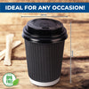 Party Central 480PCE Coffee Cups Matching Lids Disposable Triple Layer 350ml