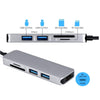 5IN1 USB Type C Hub Thunderbolt 3 to HDMI Adapter USB 3.0 SD/TF Card Reader