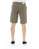 Solid Color Bermuda Shorts with Front Zipper and Button Closure W48 US Men