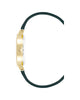 Gold Fashion Quartz Watch with Green Leatherette Strap One Size Women
