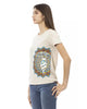 Short Sleeve T-shirt with Round Neck and Front Print M Women