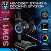 SAS Gaming SGW1 Headset Stand &amp; Docking Station RBG LED Black
