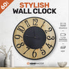 Home Master Wall Clock Wood &amp; Metal Look Stylish Design Large Numbers 60cm